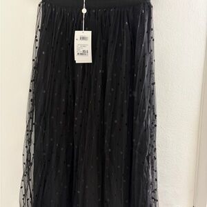 Chic Black Polka Dot Maxi Skirt